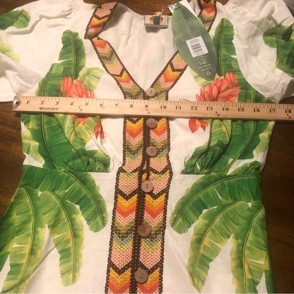 NWT $275 Farm Rio Fresh Forest Puff-Sleeve Midi Dress in Small!